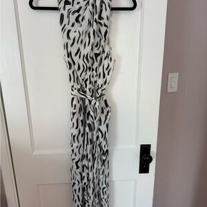 Elegant Black and White Patterned Jumpsuit